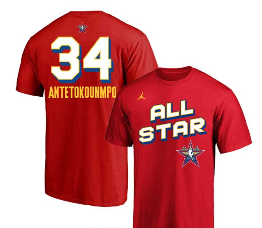 Men 2025 NBA all Star #34  Antetokounmpo red T Shirt